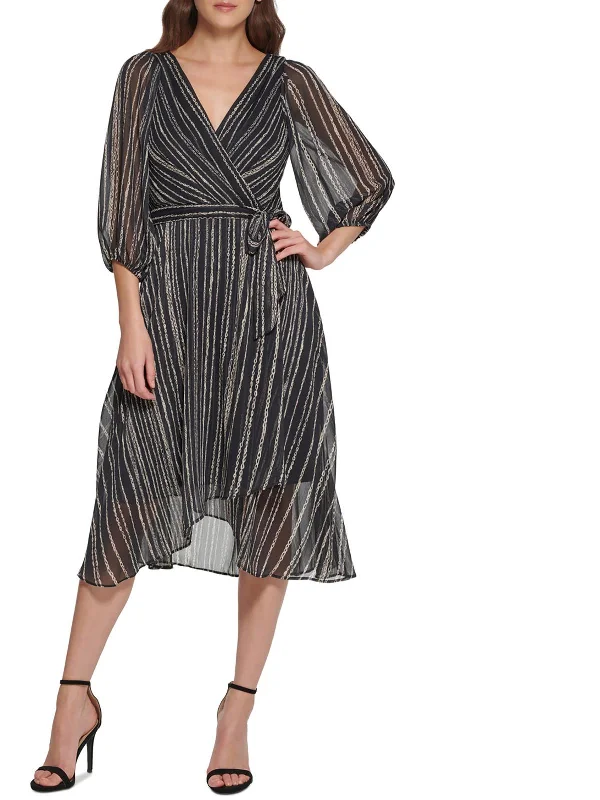 Womens V-Neck Calf Wrap Dress