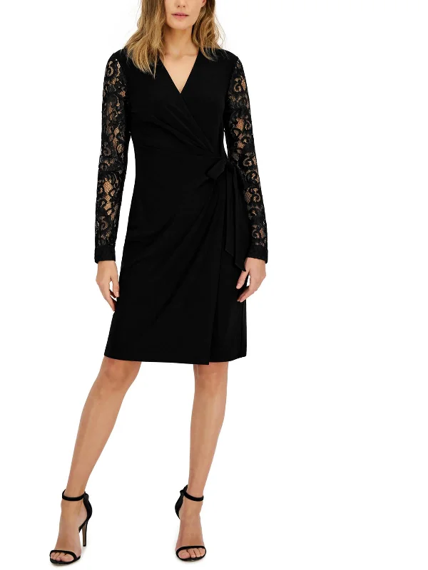 Womens V-Neck Knee Wrap Dress