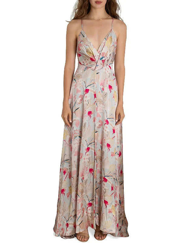 Womens V-neck Slit Maxi Dress