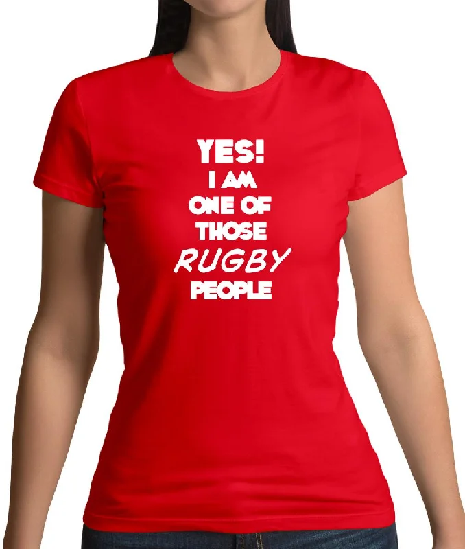 Yes! I Am One Of Those Rugby People Womens T-Shirt Asymmetrical Pockets Print