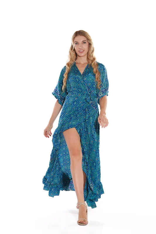 Happy maxi wrap dress- azure