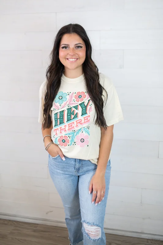 Hey There Floral Graphic Tee-Ivory