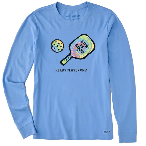 Women's Ready Player One Pickleball Long-Sleeve Crusher Tee - Cornflower Blue