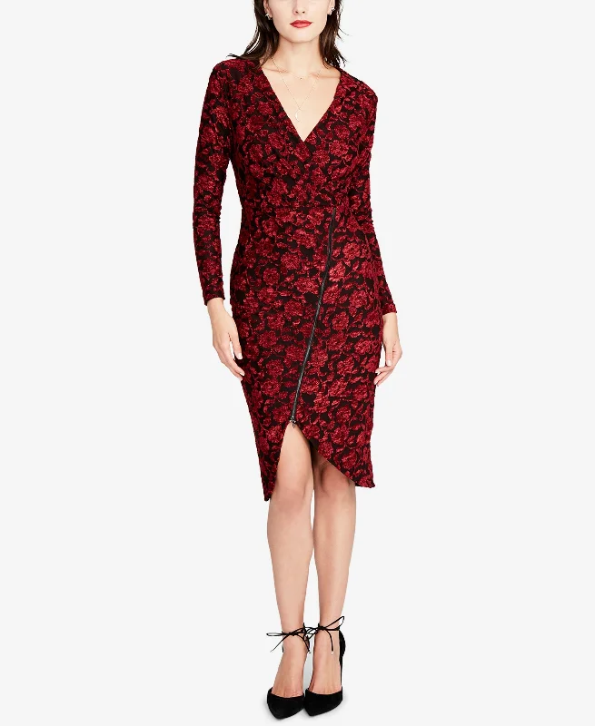 Rachel Rachel Roy Textured Floral Zip Wrap Dress