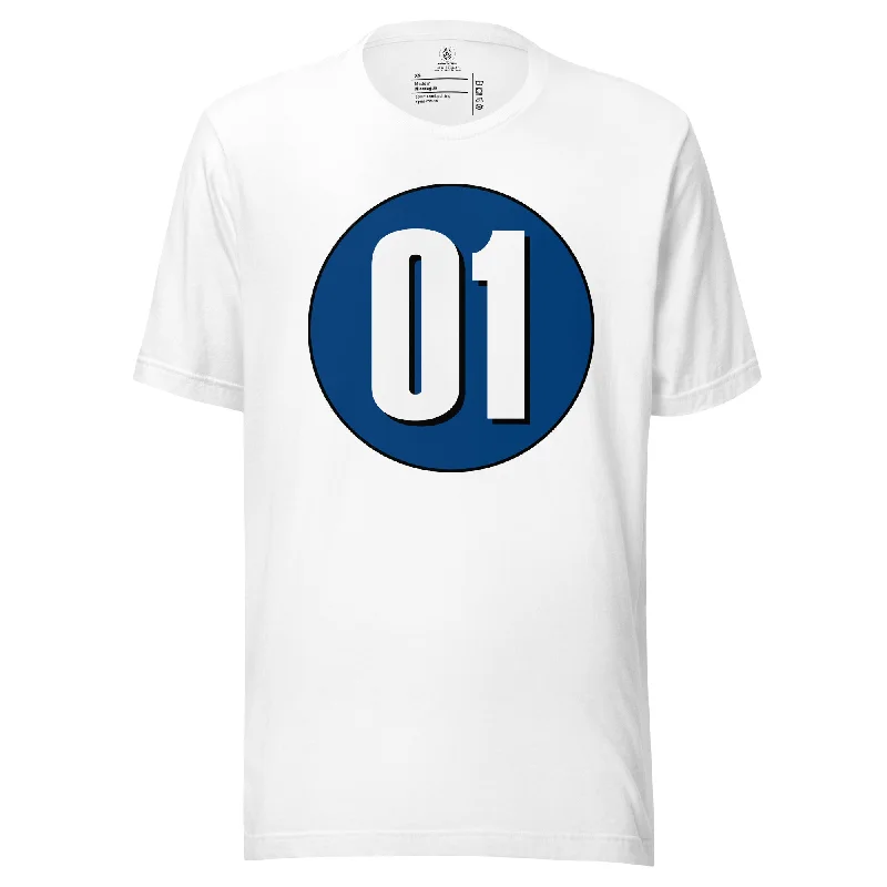 Unisex t-shirt: White on Navy Blue 01