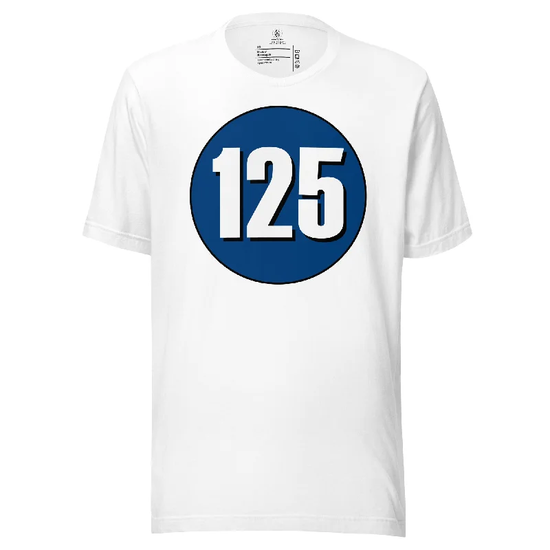 Unisex t-shirt: White on Navy Blue 125