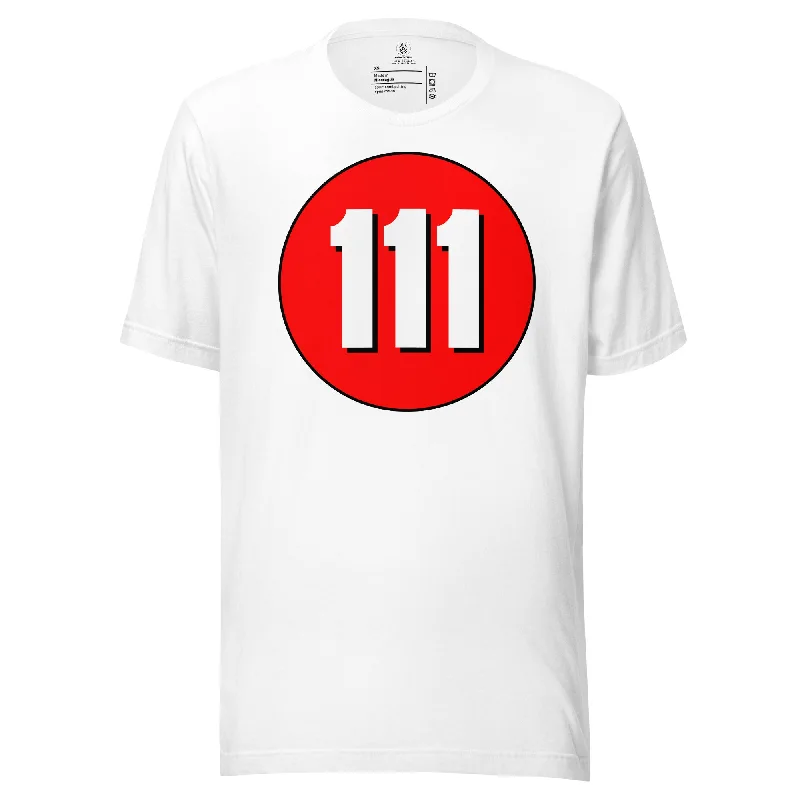 Unisex t-shirt: White on Red 111