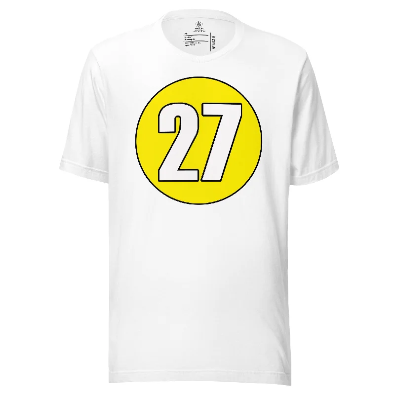 Unisex t-shirt: White on Yellow 27