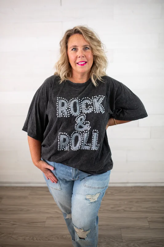 Vintage Rock N Roll Puff SS Graphic Tee-Black