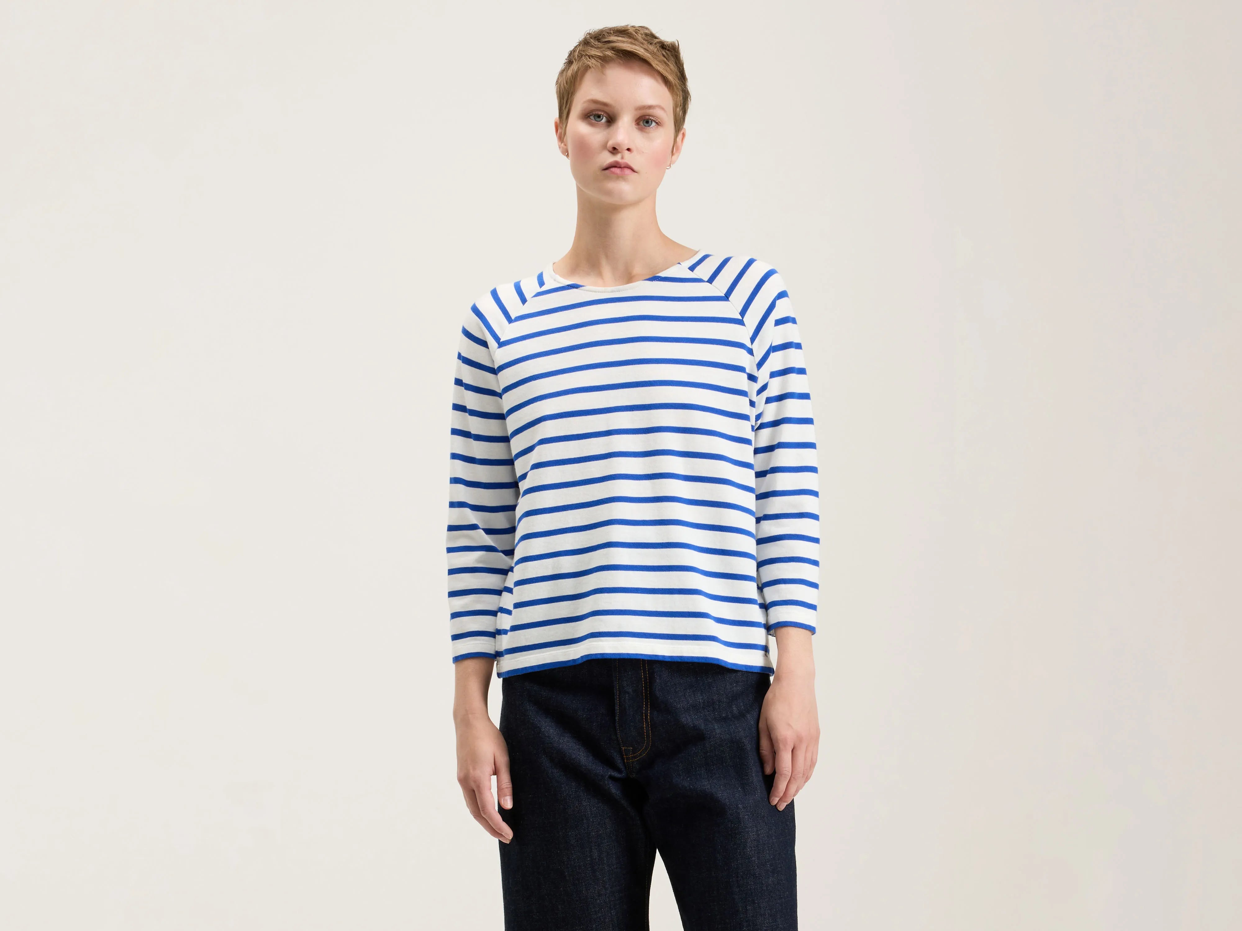 Maow crew-neck t-shirt (242 / W / STRIPE C)