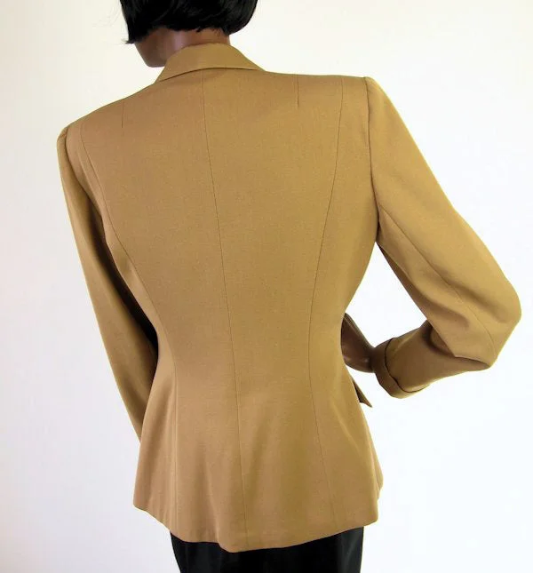 40s Fitted Jacket Vintage Womens Geometric Cut M/L VFG Collared Jacket Crew Neck Jacket Turtle Neck Jacket