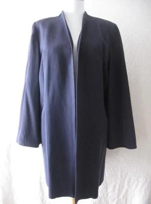 Women's 40s Vintage Swing Coat Jacket  Clutch Navy Blue Red Lining Medium VFG Mary-Lane One-Shoulder Jacket Off-the-Shoulder Jacket Asymmetrical Jacket