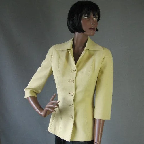 50s Women's Jacket Vintage Curvy Suit Coat Bullocks Palm Beach Cloth Small to Medium VFG Welt Pockets Slit Pockets Flap Pockets