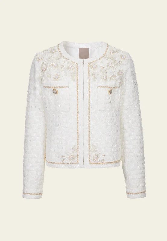 Crease-effect 3D Flower Lurex-and-pearl-detail Jacket Herringbone Jacket Houndstooth Jacket Plaid Jacket