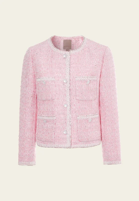 Lace-trim Patch-pocket Jacket Nylon Jacket Polyester Jacket Spandex Jacket