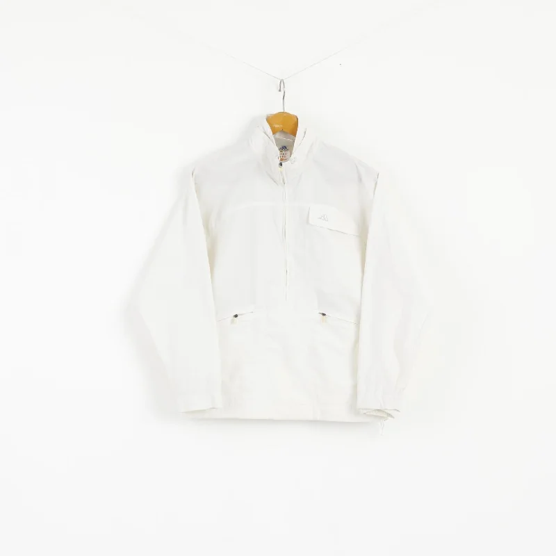 Adidas Women 10 M Pullover Jacket White Nylon Vintage Retro '00 Top Fleece Fabric Down Fabric Feather Fabric Adidas Women 10 M Pullover Jacket White Nylon Vintage Retro '00 Top Fleece Fabric Down Fabric Feather Fabric