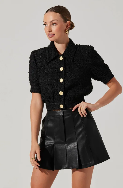 Bronwyn Puff Sleeve Tweed Jacket Herringbone Jacket Checkered Jacket Solid Jacket