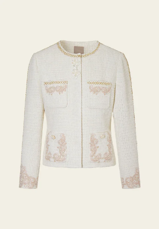 Chinese Knot Paisley-detail Patch-pocket Jacket Notch Collar Jacket Peter Pan Collar Jacket Cowl Neck Jacket