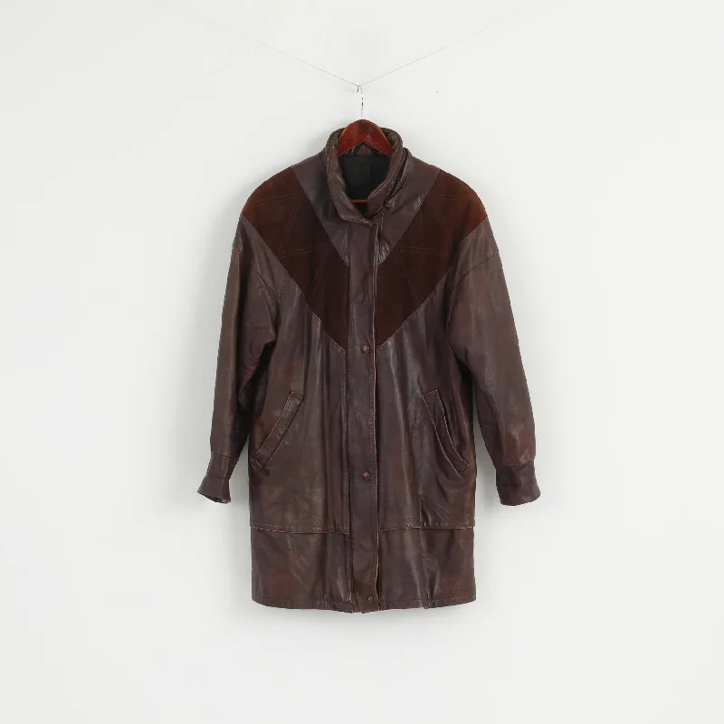 Mokka Nappa Finland Women 36 S Jacket Brown Leather Raglan Sleeve Full Zipper Long Top Oversized Jacket Tailored Jacket Straight Jacket
