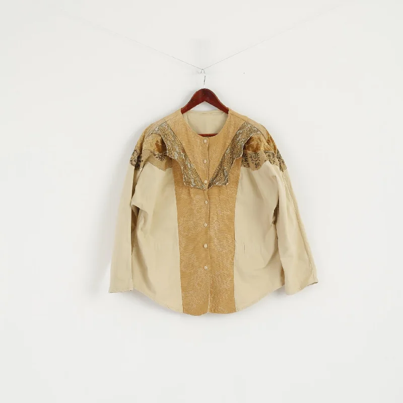 Rita Bzu Fani Women L Jacket Beige Moda Italia Vintage Bomber Buttoned Gold Top Faux Fur Jacket Real Fur Jacket Shearling Jacket