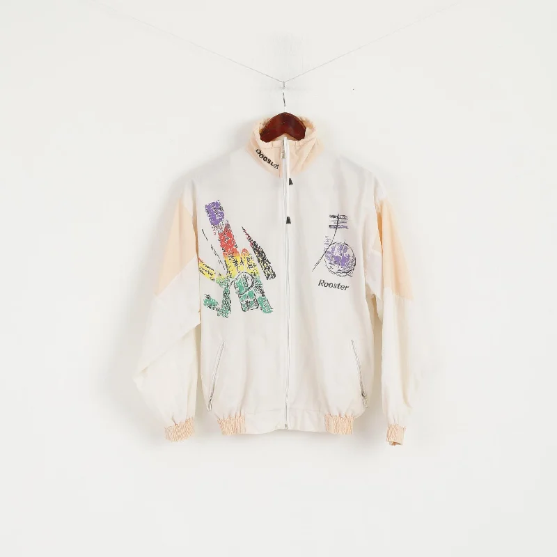 Rooster Women M Jacket Cream Tennis Festival Full Zipper Vintage 90s Germany Mode Top Fleece Jacket Down Jacket Feather Jacket
