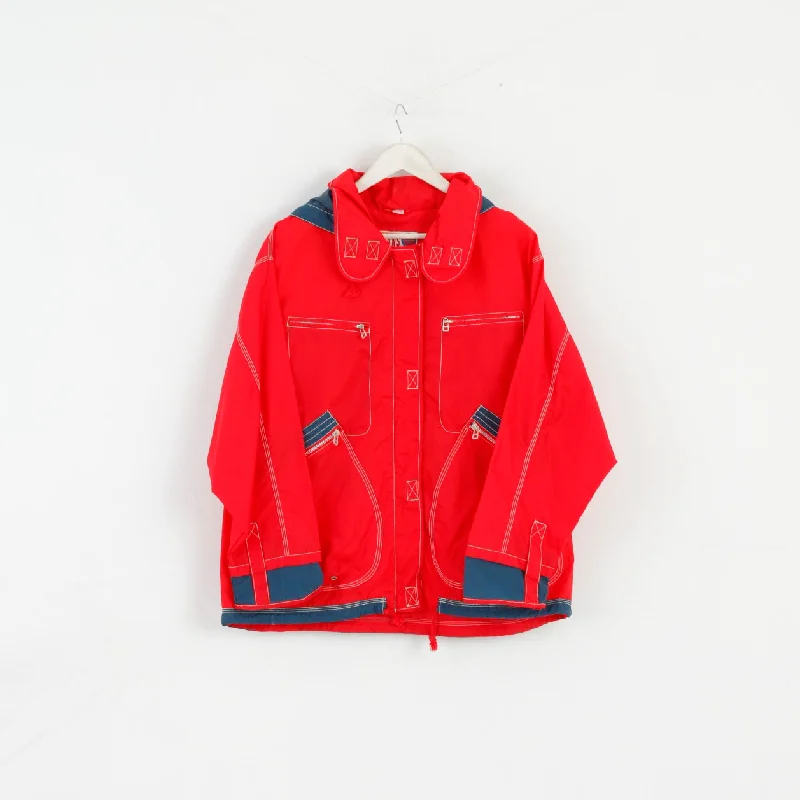 Soda Pop Jeans Wear Women 42 XL Jacket Red Nylon Zip Up Hooded Vintage 90's Jacket Blazer Coat Soda Pop Jeans Wear Women 42 XL Jacket Red Nylon Zip Up Hooded Vintage 90's Jacket Blazer Coat