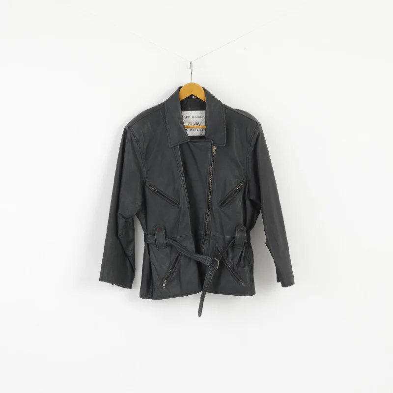 Miss Joy Women 44 Jacket Black Ramones Leather Full Zipper Vintage Biker Top Tiered Jacket Buttoned Jacket Zippered Jacket Miss Joy Women 44 Jacket Black Ramones Leather Full Zipper Vintage Biker Top Tiered Jacket Buttoned Jacket Zippered Jacket