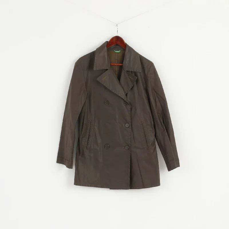 United Colors Of Benetton Women S Jacket Brown Cotton Trench Double Breasted Top Denim Jacket Leather Jacket Suede Jacket