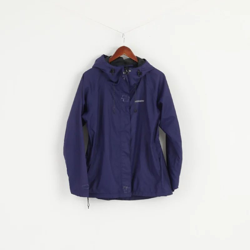 Norheim Women XL Jacket Purple Lightweight Reflective Outdoor Hooded Zip Up Top Front Pockets Side Pockets Patch Pockets
