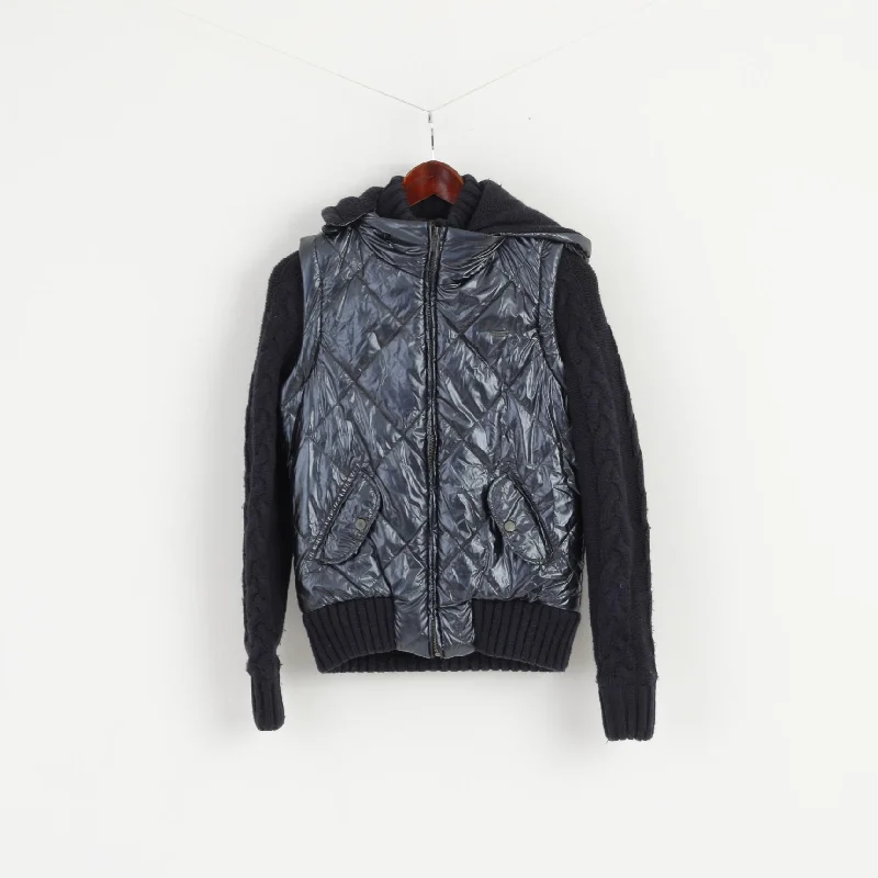 Obleu Women S Jacket Navy Quilted Artic Valley Alaska Body Top Knit Removable Sleeve Chenille Jacket Brocade Jacket Lace Jacket