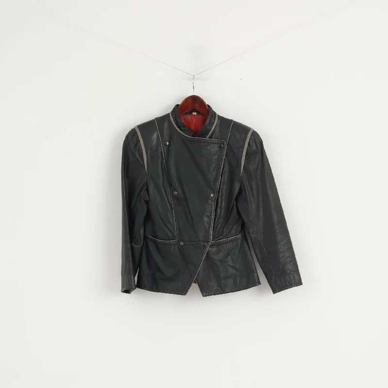 Vintage Women 38 S Jacket Black Leather Biker Ramones Shoulder Pads Top Corduroy Jacket Velvet Jacket Brocade Jacket