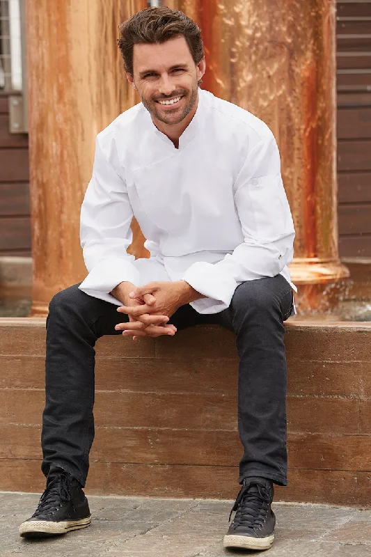Mens Lansing White Chef Jacket Notch Collar Jacket Peter Pan Collar Jacket Cowl Neck Jacket