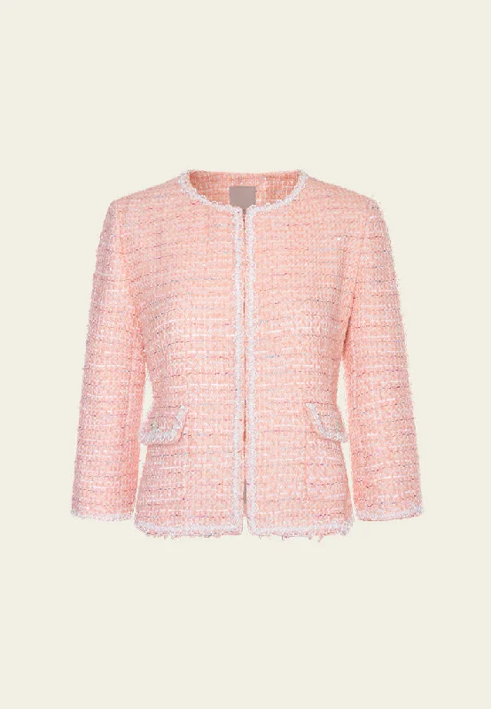 Contrasting Embellished-trim Flap-pocket Jacket Tiered Jacket Buttoned Jacket Zippered Jacket