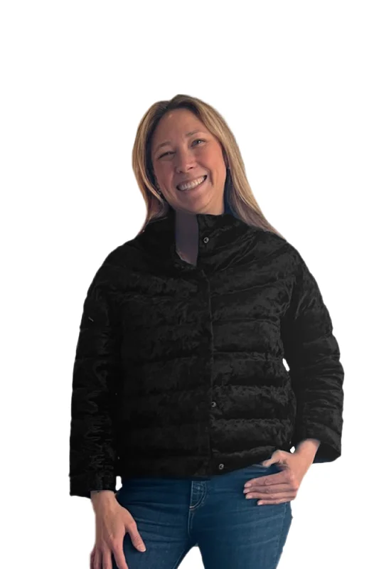 The Soho | Velour | Down 3/4 Sleeve Jacket Fleece Fabric Down Fabric Feather Fabric