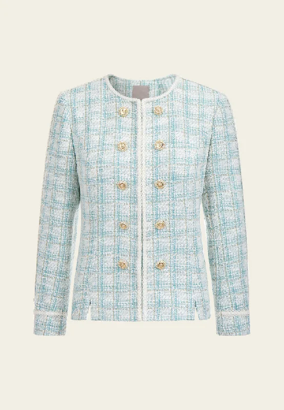 Embellished-trim Sculptured-button Checked Jacket Belted Jacket Elasticated Jacket Padded Jacket