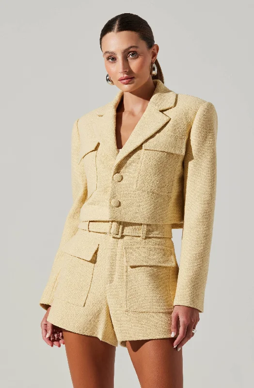 Emery Boucle Cropped Jacket Zippered Jacket Buttoned Jacket Snapped Jacket