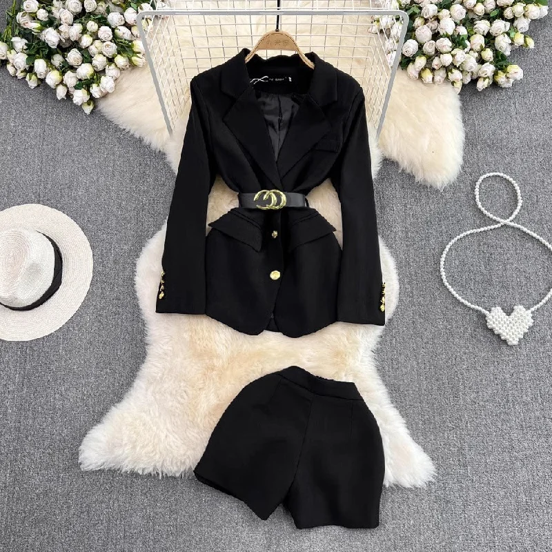Fashion suit for women mid-length jacket two-piece shorts S4048 Chenille Fabric Brocade Fabric Lace Fabric Fashion suit for women mid-length jacket two-piece shorts S4048 Chenille Fabric Brocade Fabric Lace Fabric