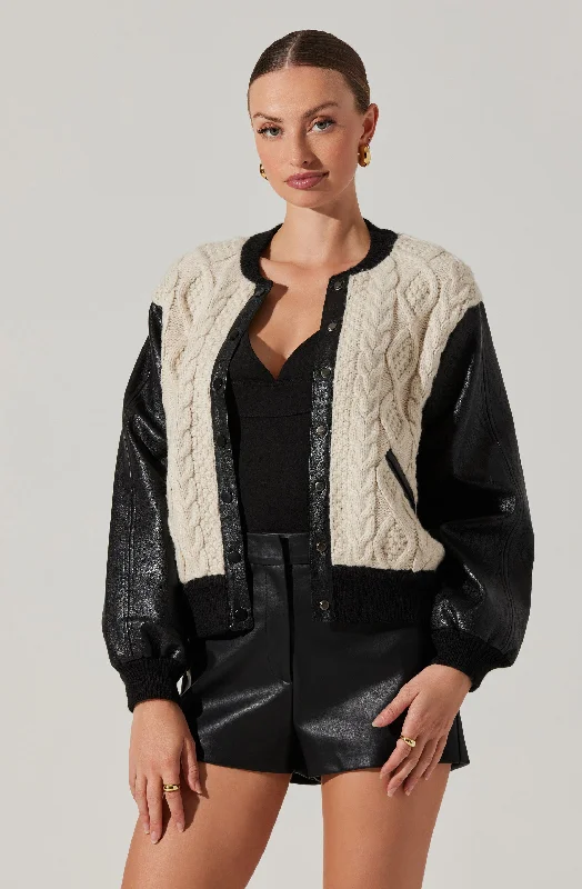 Fionn Contrast Bomber Jacket Snapped Jacket Toggled Jacket Drawstring Jacket