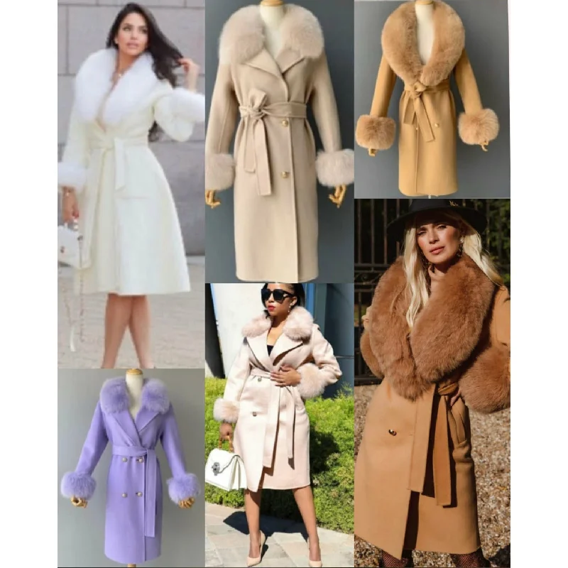 Fox Fur Collar Woolen Jacket Long Overcoat Denim Jacket Leather Jacket Suede Jacket