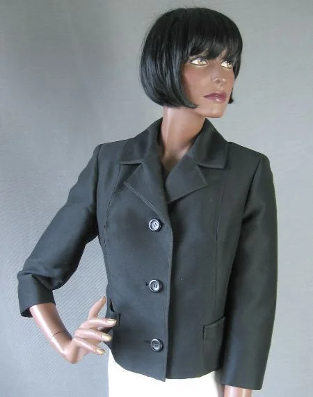 Women's Handmacher Jacket 50s 60s Vintage Suit Braid Trim Chanel Style Medium VFG Fitted Jacket Loose Jacket Oversized Jacket