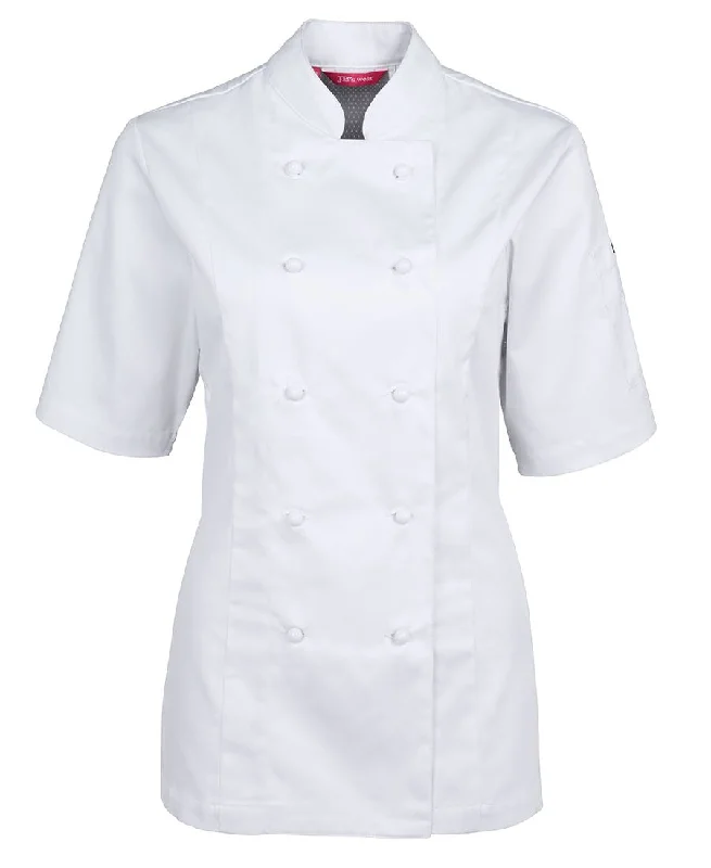 Ladies Vented Chef's Jacket Short Sleeve Fleece Fabric Down Fabric Feather Fabric