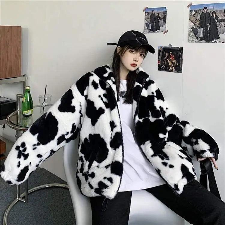 Casual Trendy Plush Cow Color Stand-up Collar Cotton Jacket Belted Jacket Elasticated Jacket Padded Jacket Casual Trendy Plush Cow Color Stand-up Collar Cotton Jacket Belted Jacket Elasticated Jacket Padded Jacket