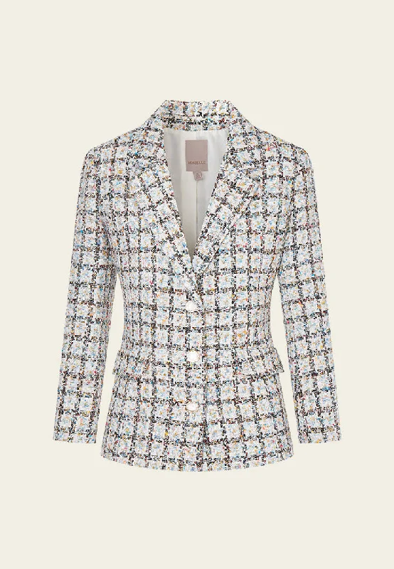 Lurex-detail Checked Jacket Knit Fabric Woven Fabric Fleece Fabric