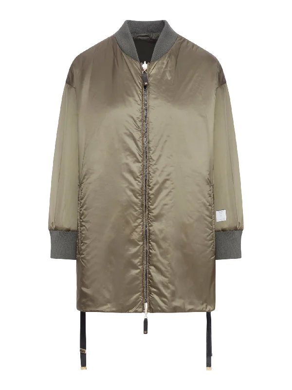 Reversible bomber jacket in technical canvas Embroidered Jacket Appliqued Jacket Beaded Jacket