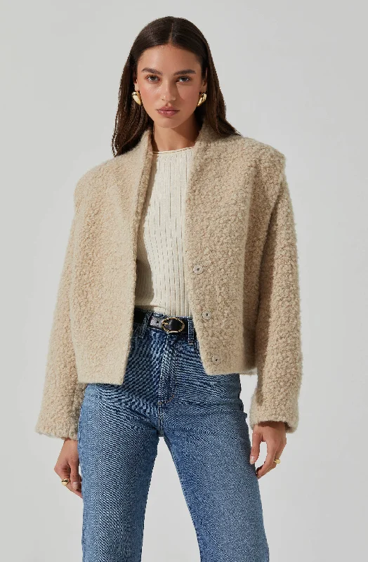 Nona Boxy Collarless Jacket Quilted Jacket Puffer Jacket Insulated Jacket