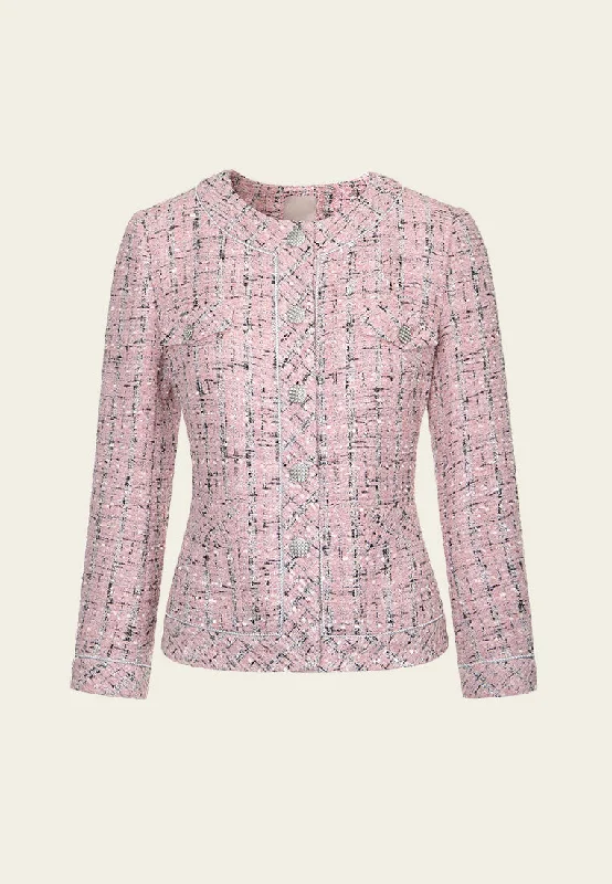 Outlined Checked Tweed Jacket Wool Jacket Cashmere Jacket Tweed Jacket