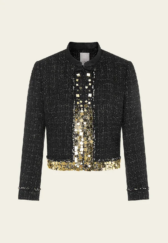 Prestige Chinese Button Square-sequin Stand Collar Jacket Rayon Fabric Velvet Fabric Corduroy Fabric
