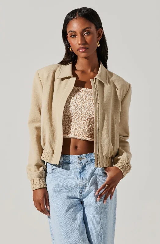 Reid Collared Bomber Jacket Snapped Jacket Toggled Jacket Drawstring Jacket