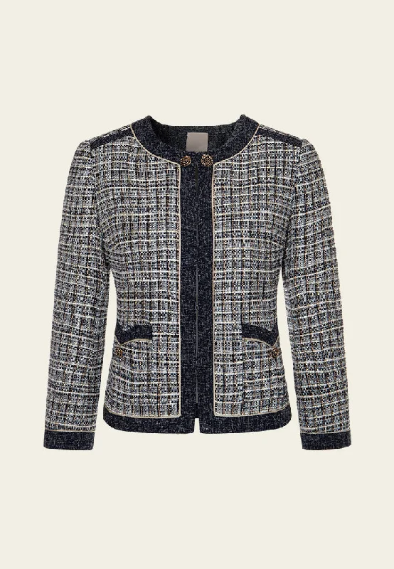 Rose Sculpted-button Contrast-trim Checked Jacket Embroidered Jacket Appliqued Jacket Beaded Jacket