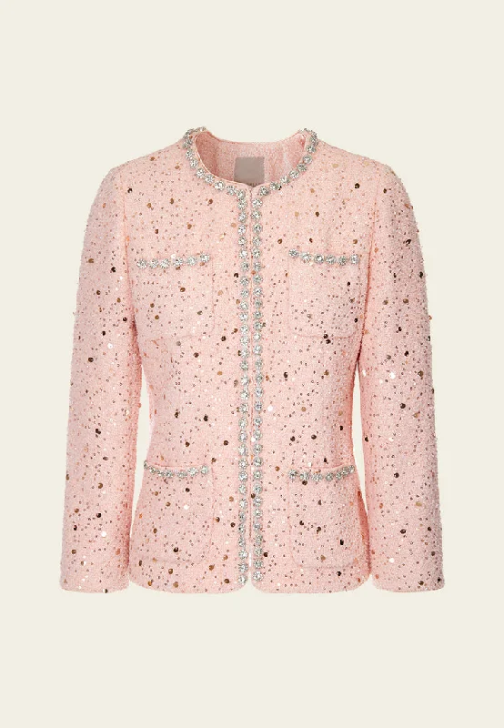 Sequin-detail Frayed-detail Jacket Front Pockets Side Pockets Patch Pockets